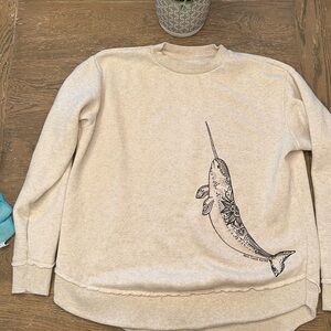 Ivory soft Sweatshirt with Narwhal Design